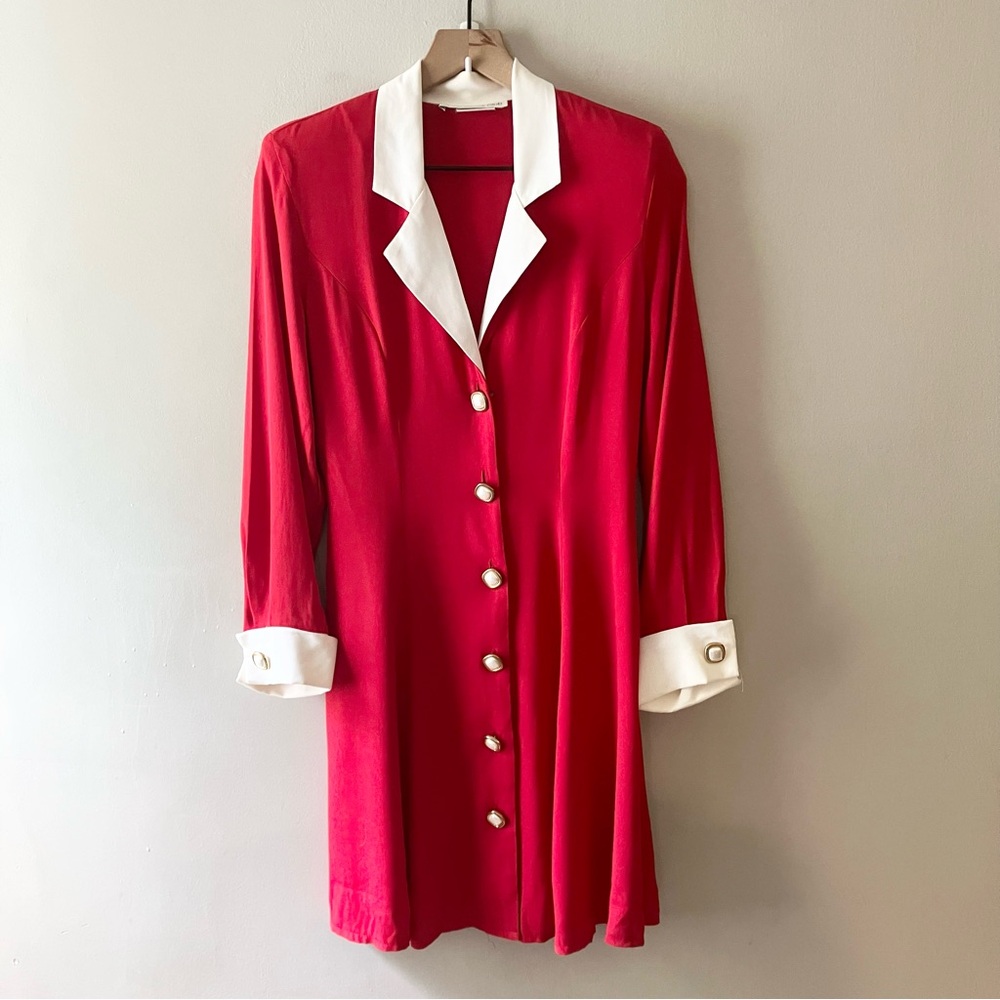 PARIS SPORT CLUB 80s Contrast Long Sleeve Mini Dress